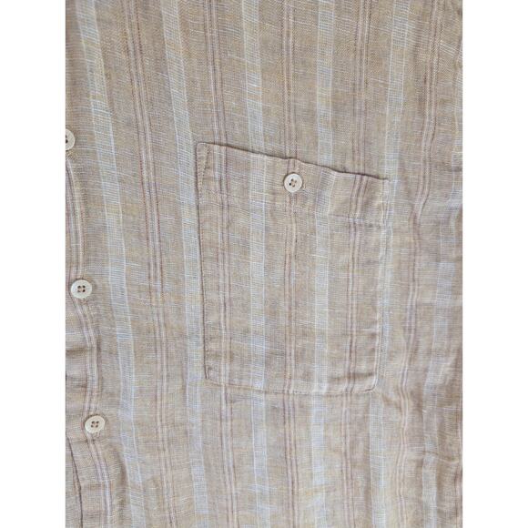 Bruno Shirt Mens XL Washable Linen Yellow Button Up Short Sleeve Pocket - Picture 8 of 16
